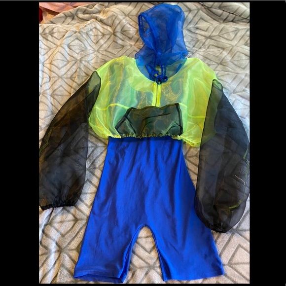 Royal blue romper with crop top cover over - Picture 3 of 4